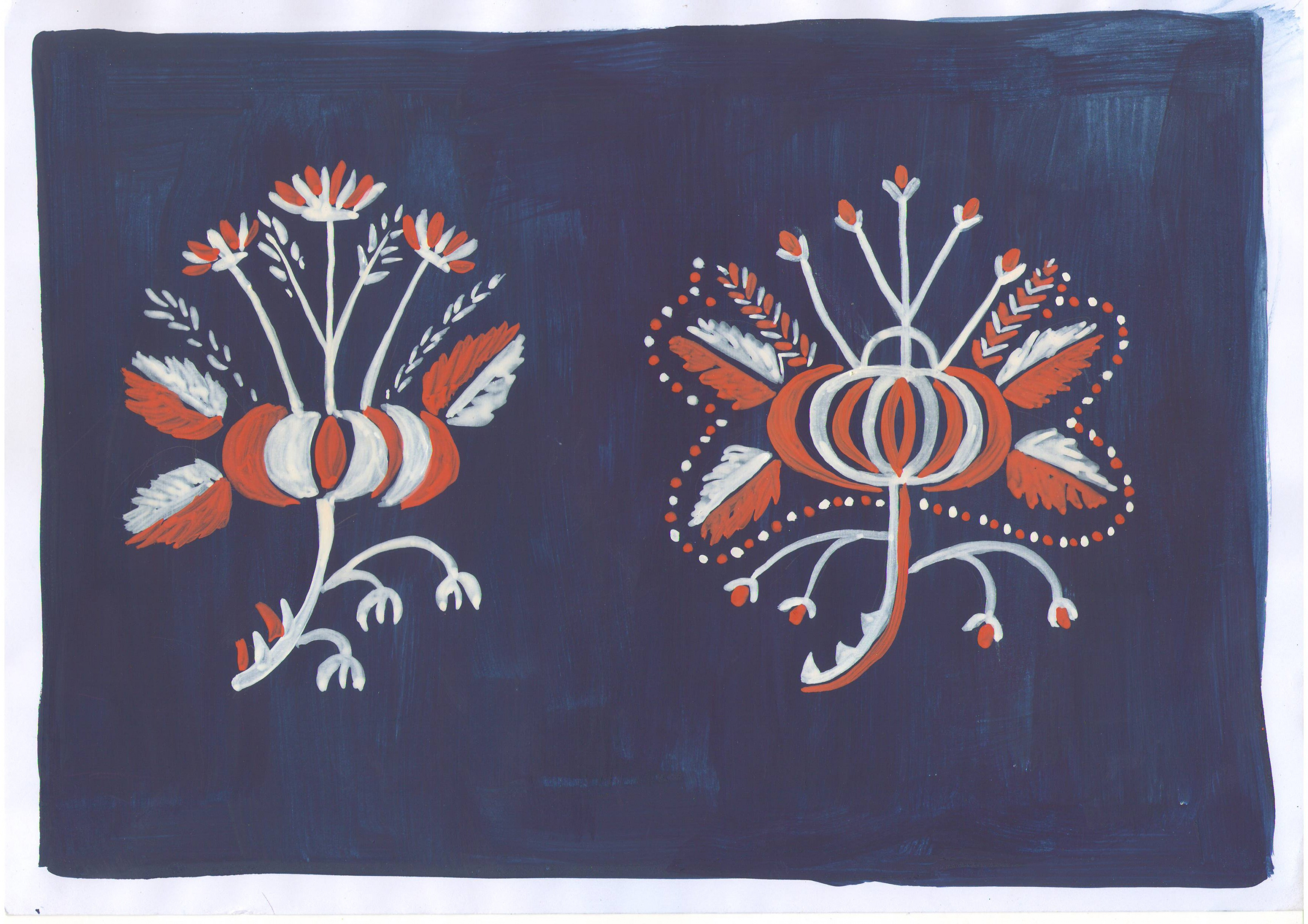 Реконструкция элементов одного из видов леденгской росписи – миниатюрные веточки-древа. Фото авторов проекта